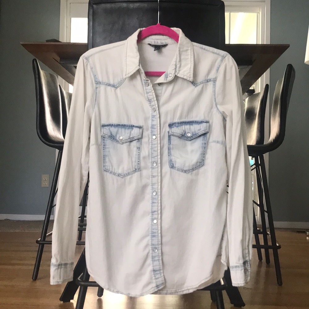 MNG (Mango) Collection - bleached denim shirt